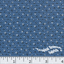 dark blue, Pick Stripe Tiny Floral Print Polyester Fabric 04943