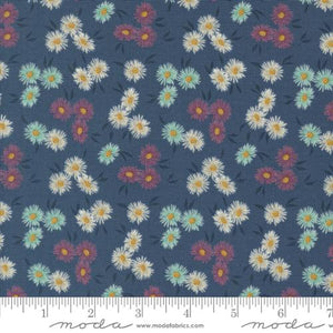 Dark Blue, Sea Glass Summer Collection Small Floral Cotton Fabric 43181