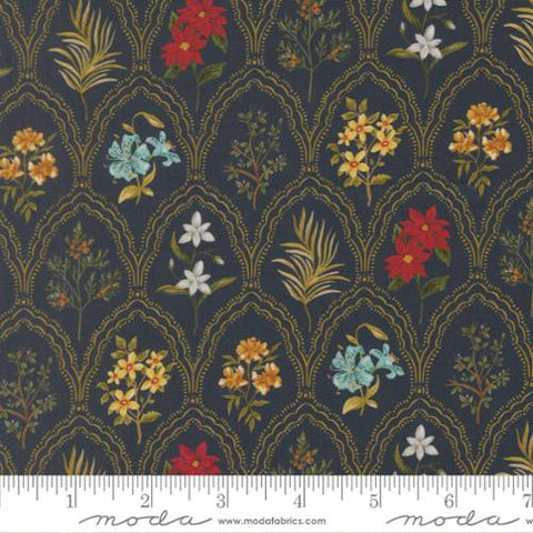 dark blue, Silent Night Collection Come Bearing Blooms Cotton Fabric 40054