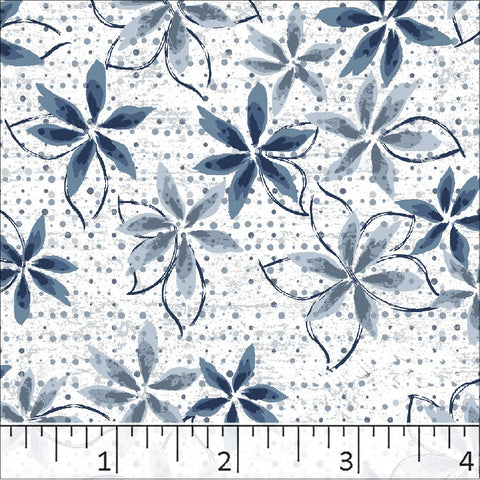 Standard Weave Floral Dots Print Poly Cotton Fabric 6083 dark blue