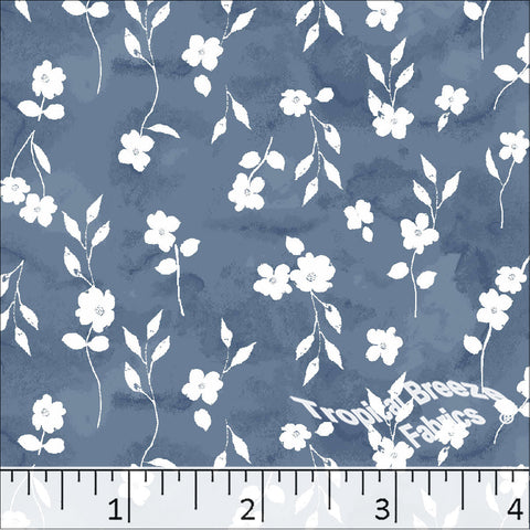 dark blue, Standard Weave Floral Print Poly Cotton Fabric 6312