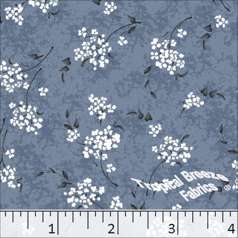 dark blue, Standard Weave Floral Print Poly Cotton Fabric 6339