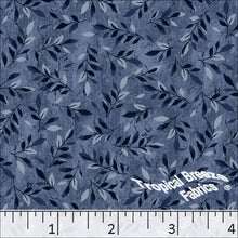 Standard Weave Leaf Print Poly Cotton Fabric 6152 dark blue