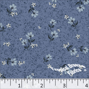 Standard Weave Tiny Floral Print Poly Cotton Fabric 6041 dark blue