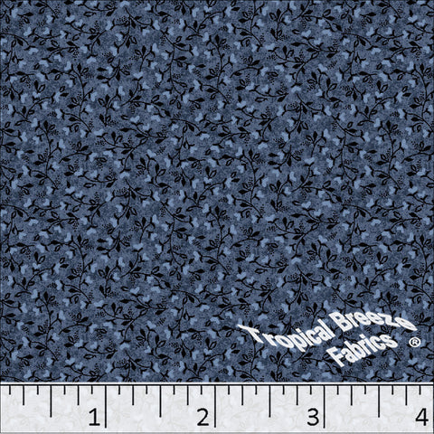 Standard Weave Tiny Floral Print Poly Cotton Fabric 6105 dark blue
