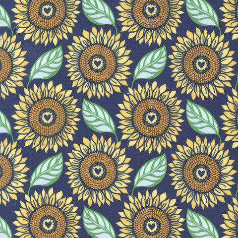 Sunflowers in My Heart Collection Large Sunflower Cotton Fabric 27321 dark blue