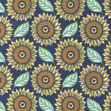 Sunflowers in My Heart Collection Large Sunflower Cotton Fabric 27321 dark blue