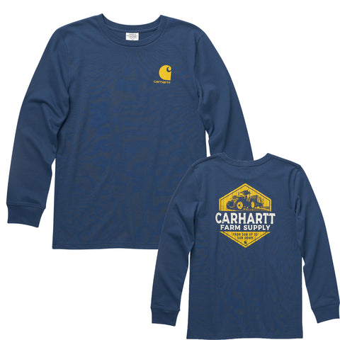 Dark Denim blue long sleeve graphic t-shirt
