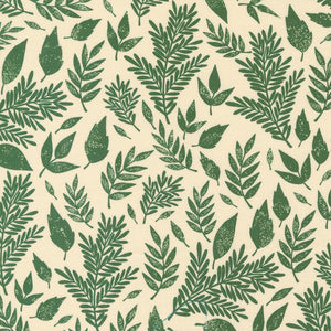 Flower Press Collection Scattered Leaf Cotton Fabric 3303 dark green