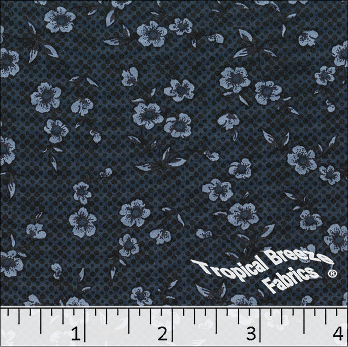 Dark Navy Koshibo Floral Print Fabric
