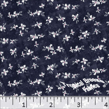 Floral Print Poly Cotton Fabric dark navy