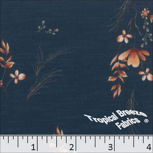 Bulgari Floral Print Dress Fabric 32943 dark navy