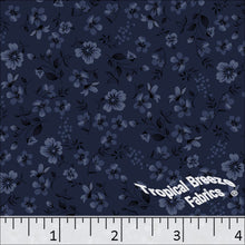 Poly Cotton Flower Toss Dress Fabric 5978 dark navy