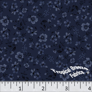 Poly Cotton Flower Toss Dress Fabric 5978 dark navy