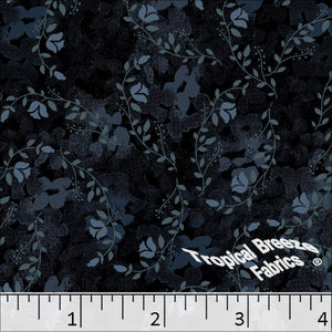 Standard Weave Blossom Print Poly Cotton Fabric 6040 dark navy