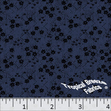 Standard Weave Criss Cross Floral Print Poly Cotton Fabric 6008 dark navy