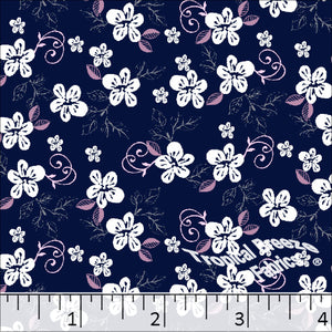 Standard Weave Floral Poly Cotton Fabric 6111 dark navy