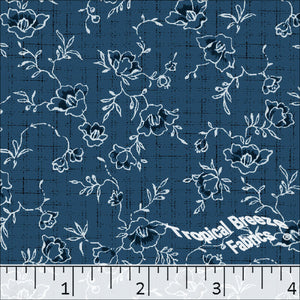 Standard Weave Floral Print Poly Cotton Dress Fabric 6077 dark navy