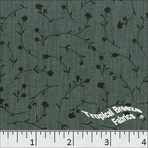 Dark Sage, 100% Polyester Small Floral Print Fabric 04541