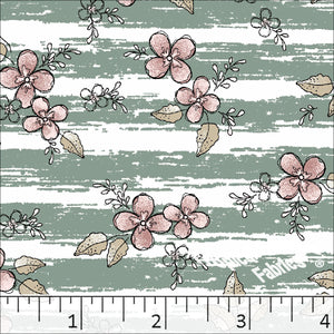 Dark Sage, Standard Weave Floral Print Dress Fabric 6198