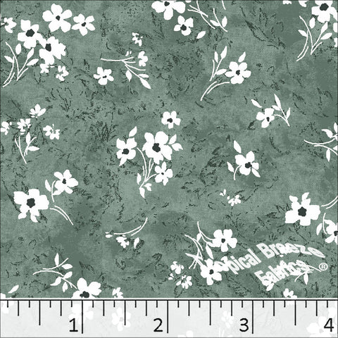 dark sage, Standard Weave Floral Print Poly Cotton Fabric 6250