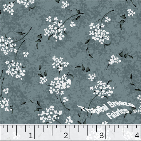 dark sage, Standard Weave Floral Print Poly Cotton Fabric 6339