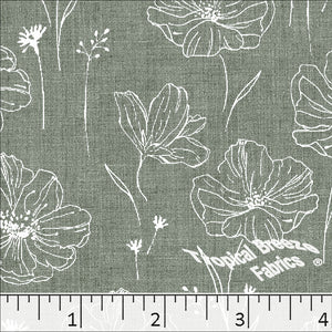 dark sage, Standard Weave Large Floral Poly Cotton Dress Fabric 6230