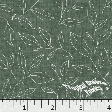 dark sage, Standard Weave Leafy Print Poly Cotton Fabric 6251