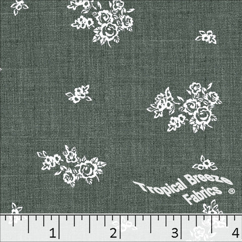 dark sage, Standard Weave Rose Print Poly Cotton Fabric 6294