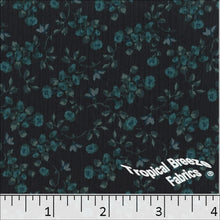 Yoryu Small Floral Print Polyester Fabric dark teal