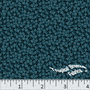 Small Floral Print Poly Cotton Dress Fabric Dark Teal