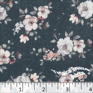 dark teal, Dream Crepe Stretch Floral Print 042513