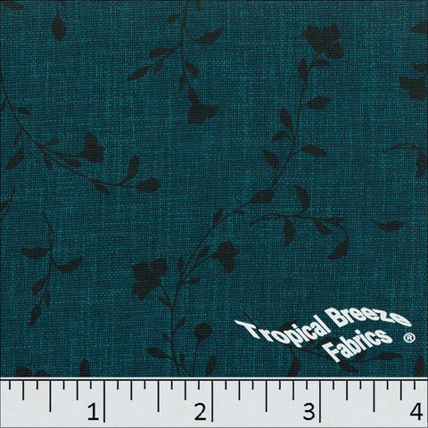 dark teal, Floral Print Polyester Fabric 045517