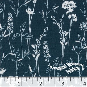 dark teal, Honeybee Knit Floral Print Polyester Fabric 32853