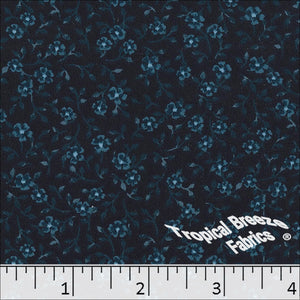 Koshibo Floral Print Polyester Dress Fabric 048334 dark teal