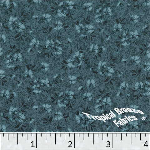 dark teal, Koshibo Floral Print Polyester Fabric 048616
