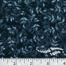 Dark Teal, Koshibo Leaf Print Polyester Fabric 048511