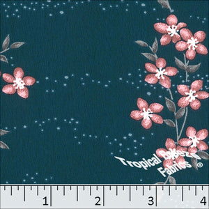 Koshibo Print Floral Polyester Fabric 048423 dark teal