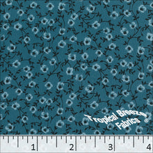 Koshibo Tiny Floral Print Polyester Fabric 048420 dark teal