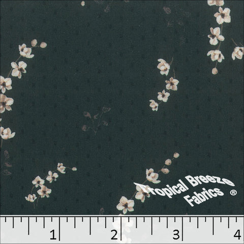dark teal, Micro Dot Floral Print Polyester Fabric 042617