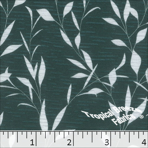 dark teal, Rebecca Leafy Knit Print Dress Fabric 573527