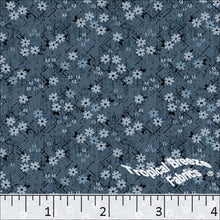 Standard Weave Criss Cross Floral Print Poly Cotton Fabric 6008 dark teal
