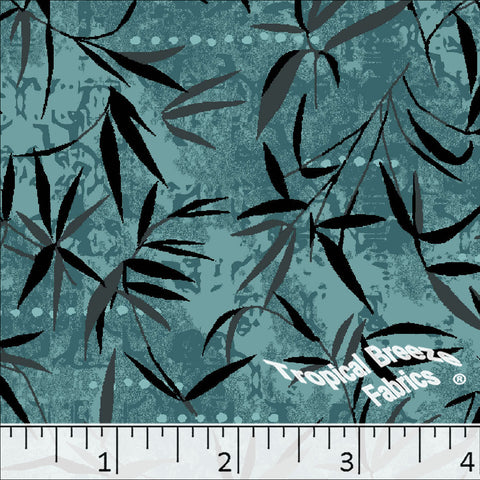 dark teal, Standard Weave Leafy Print Poly Cotton Fabric 6316