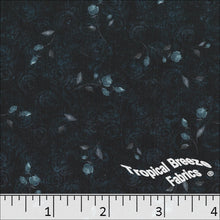 Tiny Floral Cream Koshibo Print Polyester Fabric 04740 dark teal