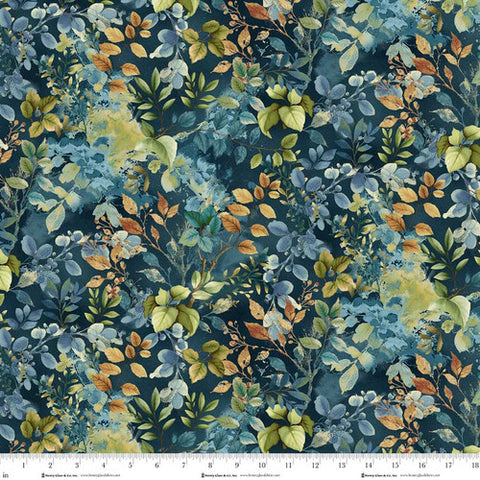 dark blue, Awakening Collection Foliage Cotton Fabric 3527