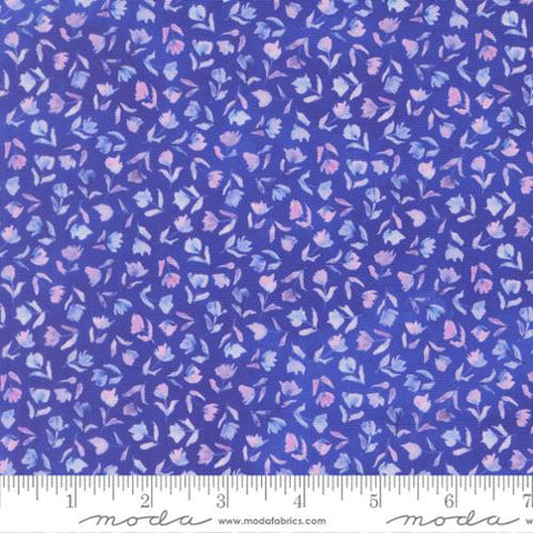 dark blue, Delphinium Collection Small Floral Cotton Fabric 24654