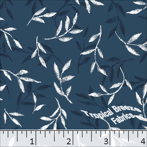 dark blue, Standard Weave Leafy Poly Cotton Dress Fabric 6275