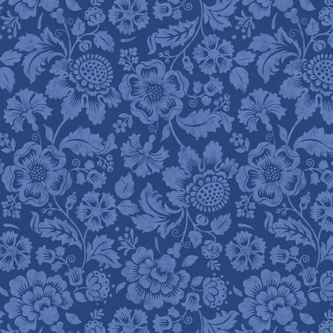 dark blue, Sweet Cherry Collection Tonal Floral Cotton Fabric 68573