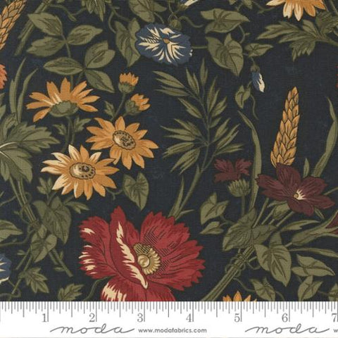 dark blue, Wheatland Collection Large Floral Cotton Fabric 9790
