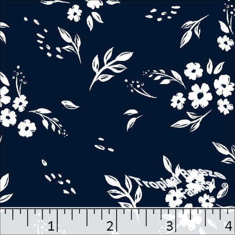 dark navy, Standard Weave Floral Poly Cotton Fabric 6277
